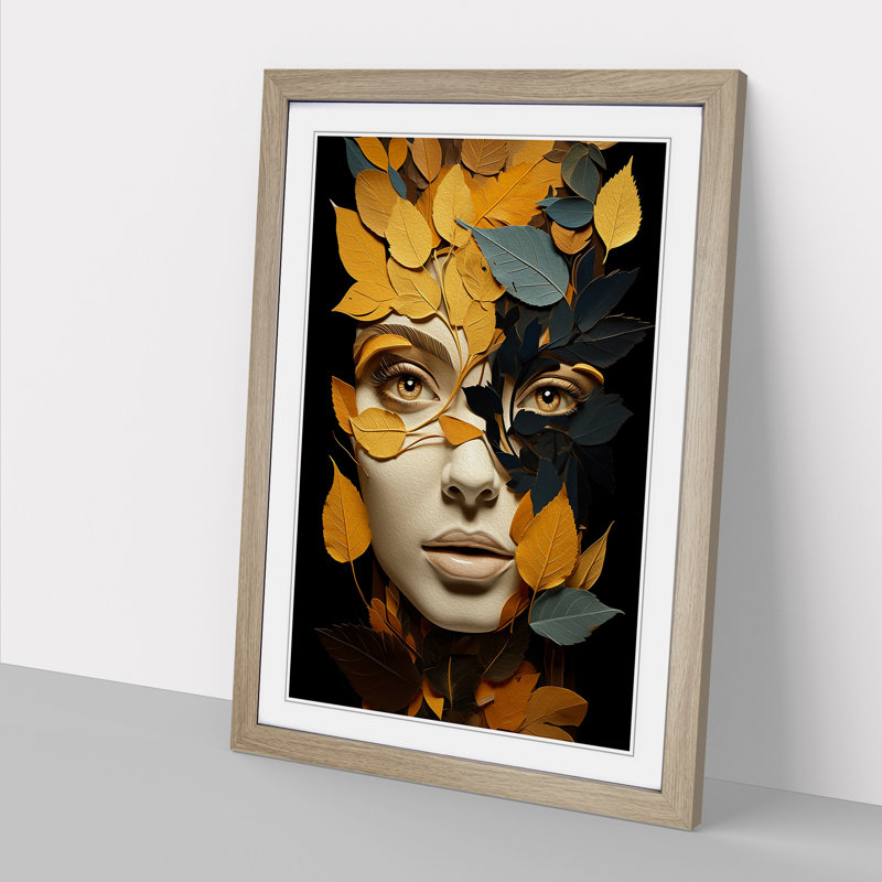 Leaf Dadaism - Single Picture Frame Print on Wood, 34cm H x 25cm W x 2cm D, Oak Framed