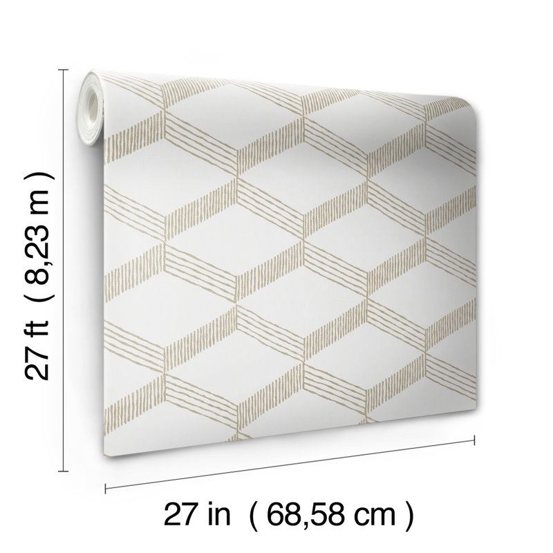 Papier peint tissé Aislin, Beige / Blanc