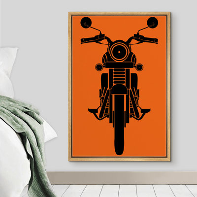 " Motorcycle Silhouette On Orange Background "