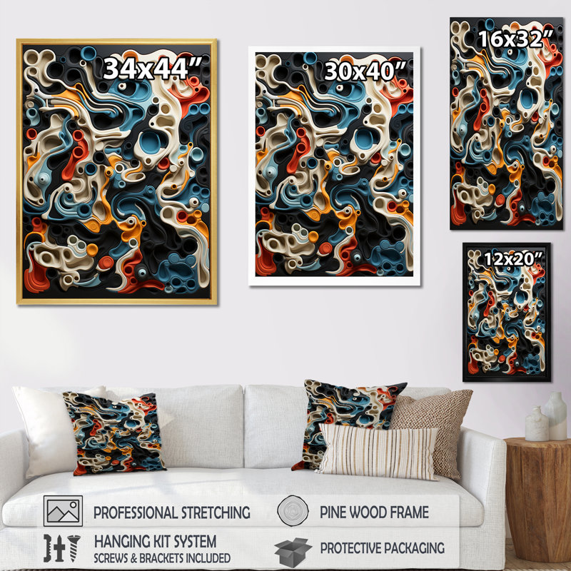 Owls Line Realms sur impression sur toile, Encadrement doré, H 20 po x l 12 po x P 1 po