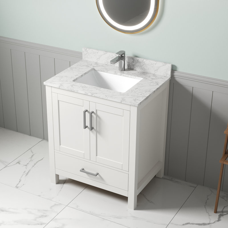  30"Single-Sink Bathroom Vanity With Solid Surface Top
