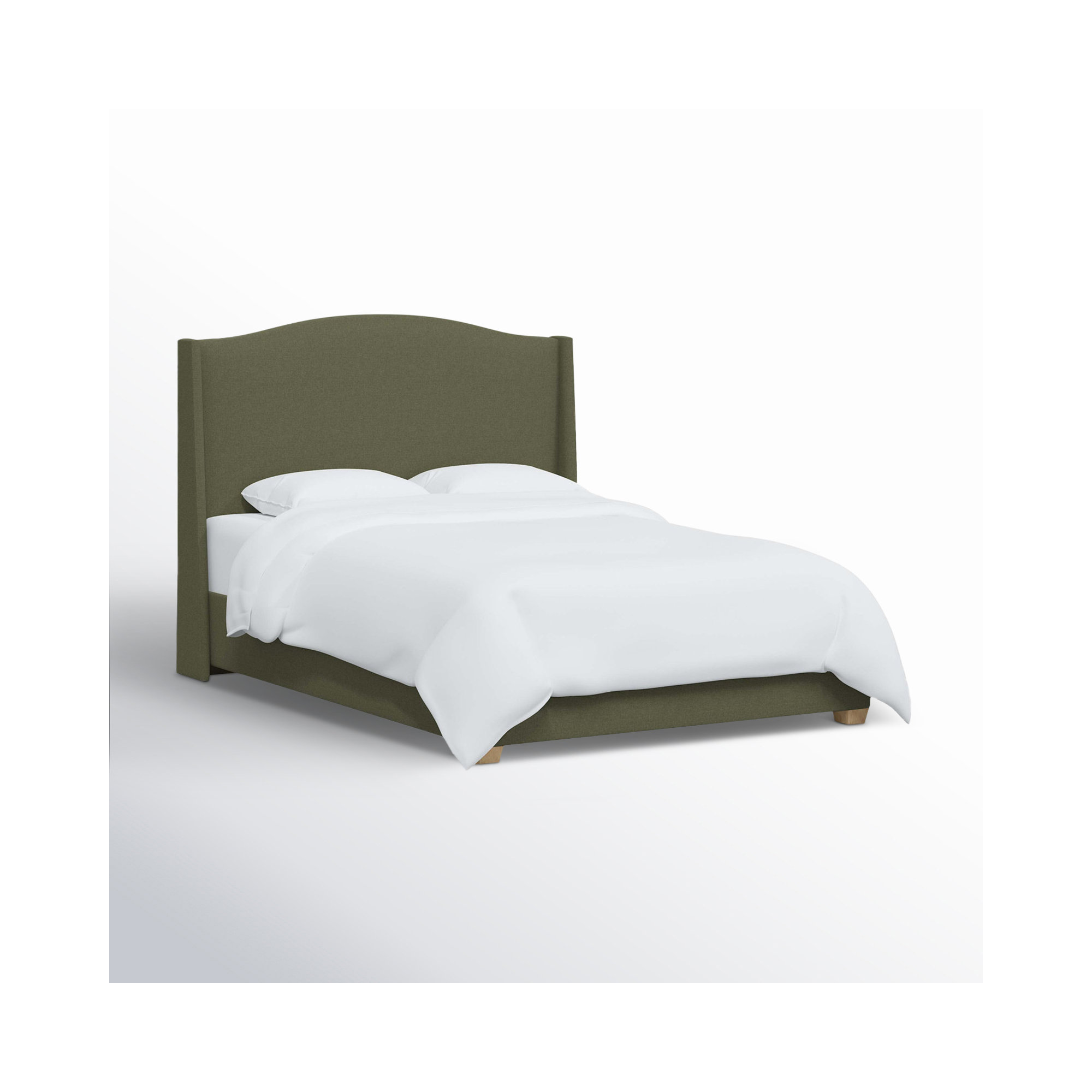 Allis Upholstered Wingback Bed, Full, Zuma Laurel Textured Linen