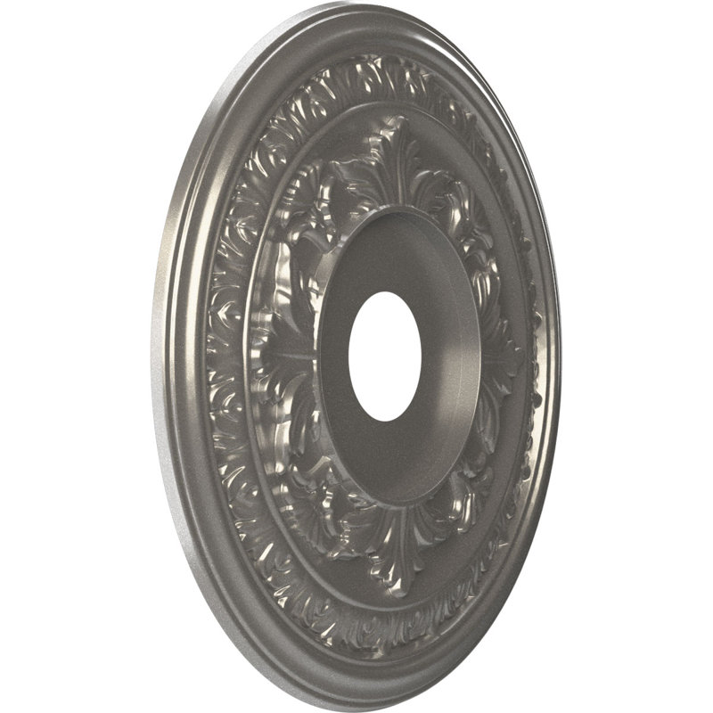 Médaillon de plafond en PVC thermoformé Baltimore, H 19 po x l 19 po x P 1 po, Acier foncé vieilli
