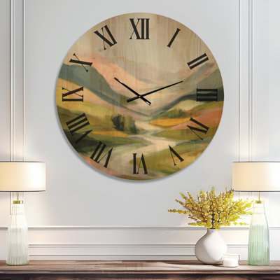 Large Lakeside Printed Wood Wall Clock – Winter Mountain and Lake Scenery