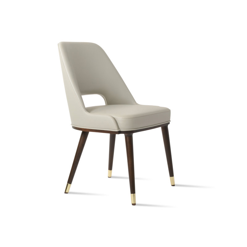 Marash Wood Side Chair, Light Gray, Black