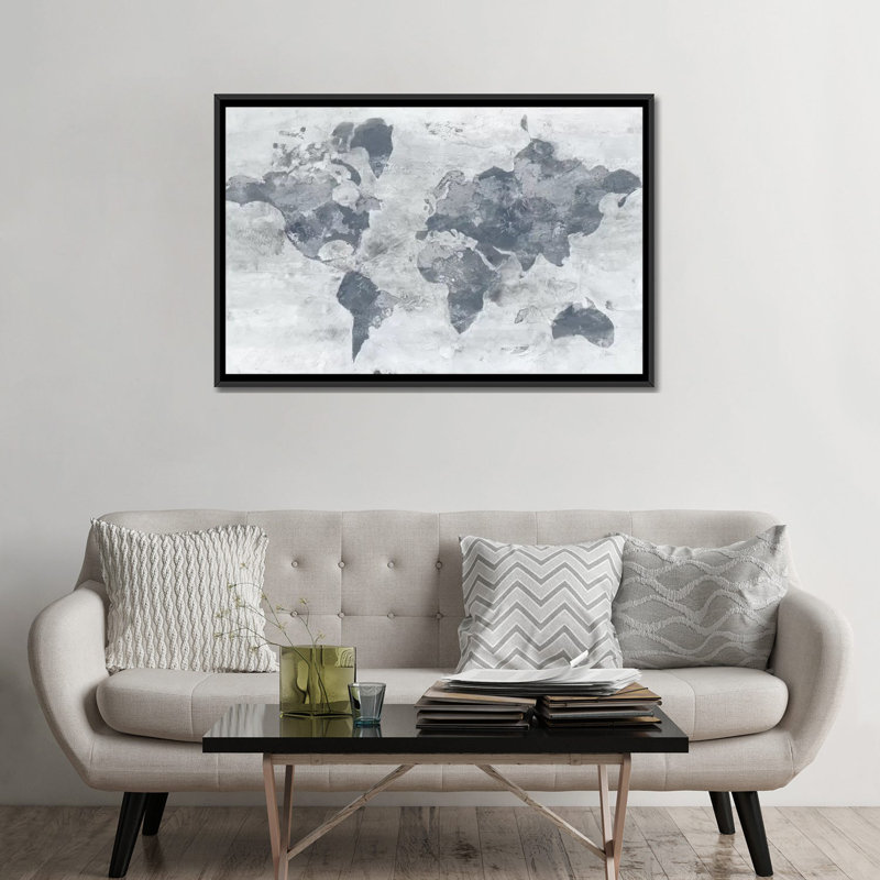 «Golden World Neutral», impression sur toile, H 18 po x l 26 po x P 1,5 po, Toile avec cadre flottant noir, Pas de tapis
