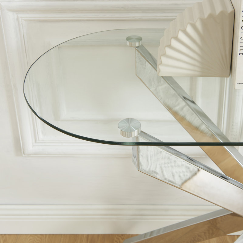 Jameesha 45.3'' Glass Top Console Table, Silver
