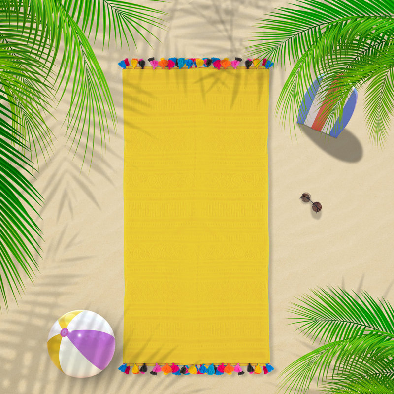 Novie Cotton Beach Towel, Yellow