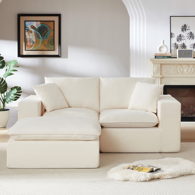 Nuage moderne à 2 places, blanc, profilé, doux et rembourré d'éponge à haute densité, idéal pour les espaces de bureau