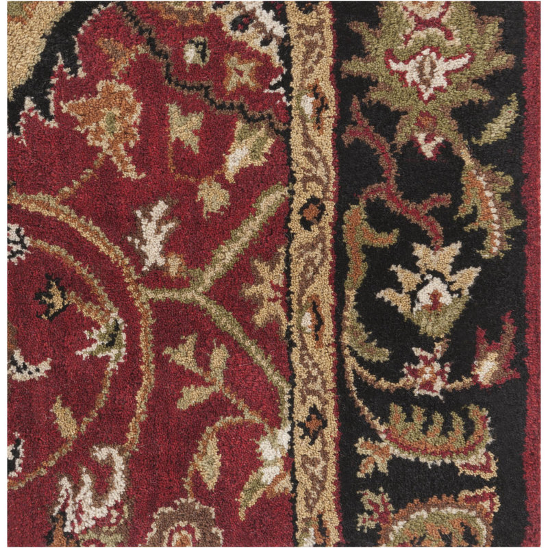 Graziani Oriental Hand-Tufted Wool Burgundy/Black Area Rug, Runner 2'6" x 8'