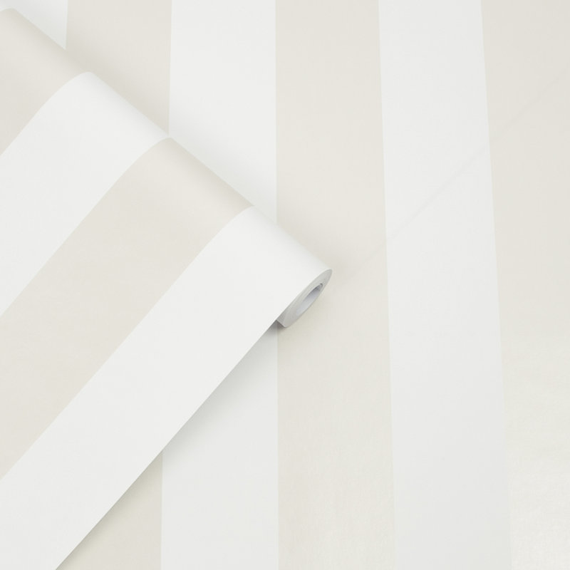 Laura Ashley Lille Pearlescent Stripe Wallpaper, White