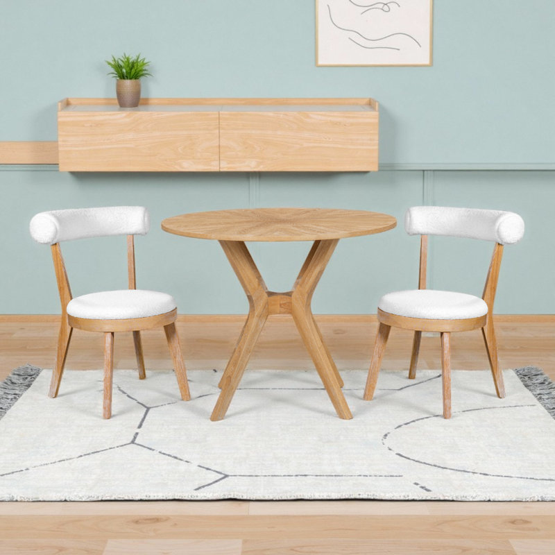Ensemble de table de salle à manger en bois Mid-Century moderne avec 2 chaises