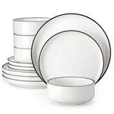 12 Piece Porcelain China Dinnerware Set - Service for 4