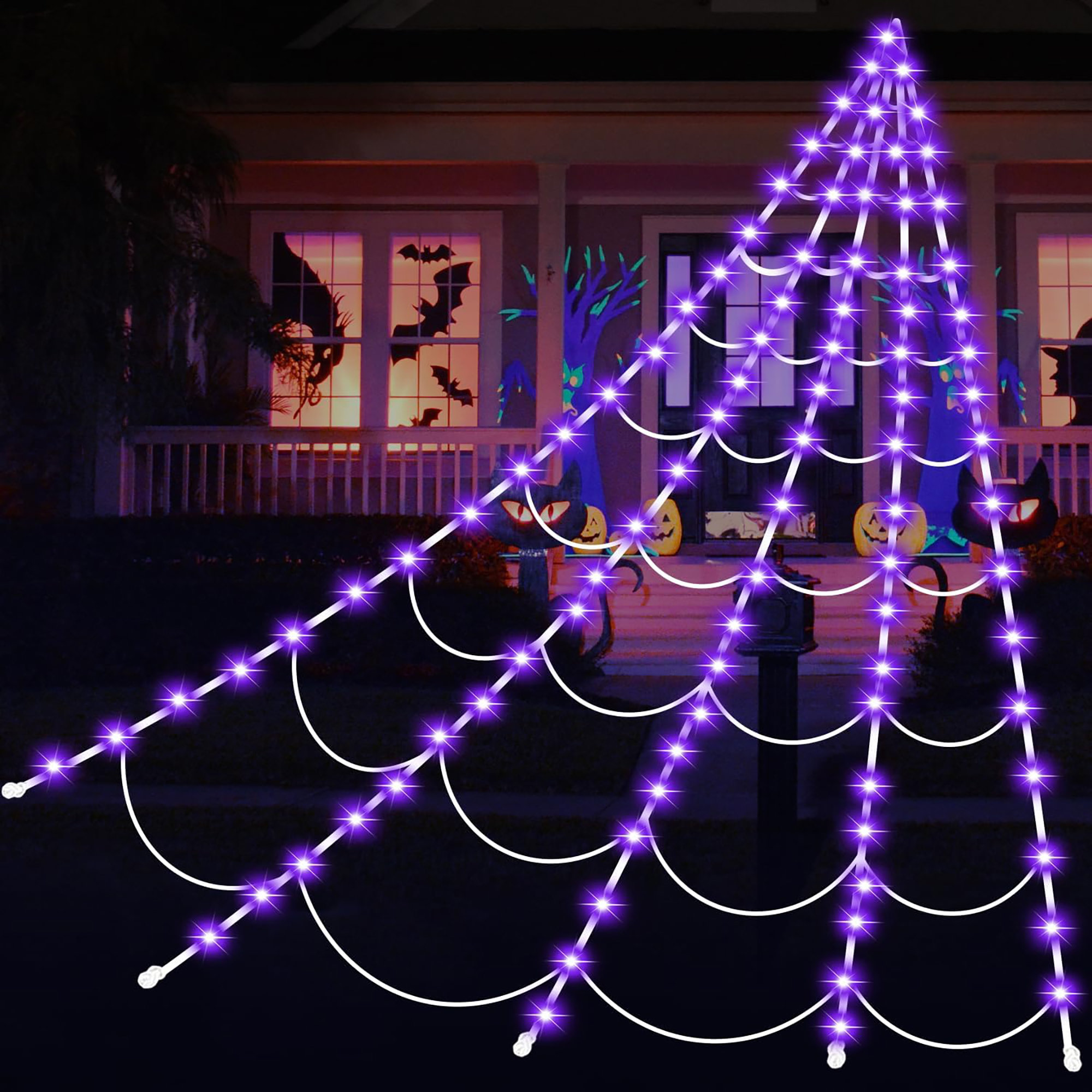 The Holiday Aisle® Halloween Decorations Spider Webs With 135 LED ...