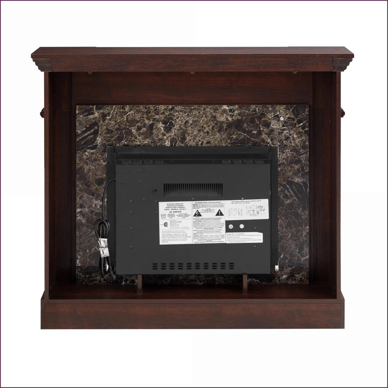 Foyer électrique avec manteau de cheminée, pierre autoportante empilée, chauffage 1400W, télécommande, flamme DEL, cerisier | Panneau de fibres à densité moyenne