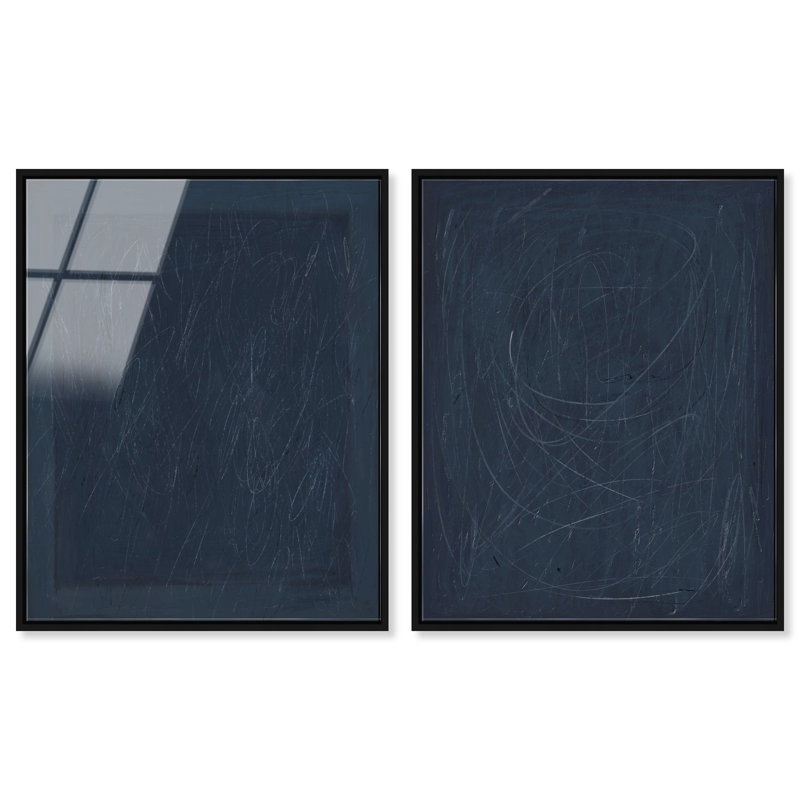 Deep Blue Set High-Gloss Frameless Acrylic Glass Wall Art Abstract Print by Oliver Gal, Ready to Hang, 16 x 20, 31"H x 37"W