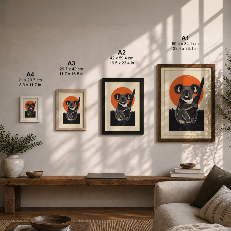 Bold Koala Geometric - Framed Print, Unframed, A4 - 29.7 x 21.0 cm