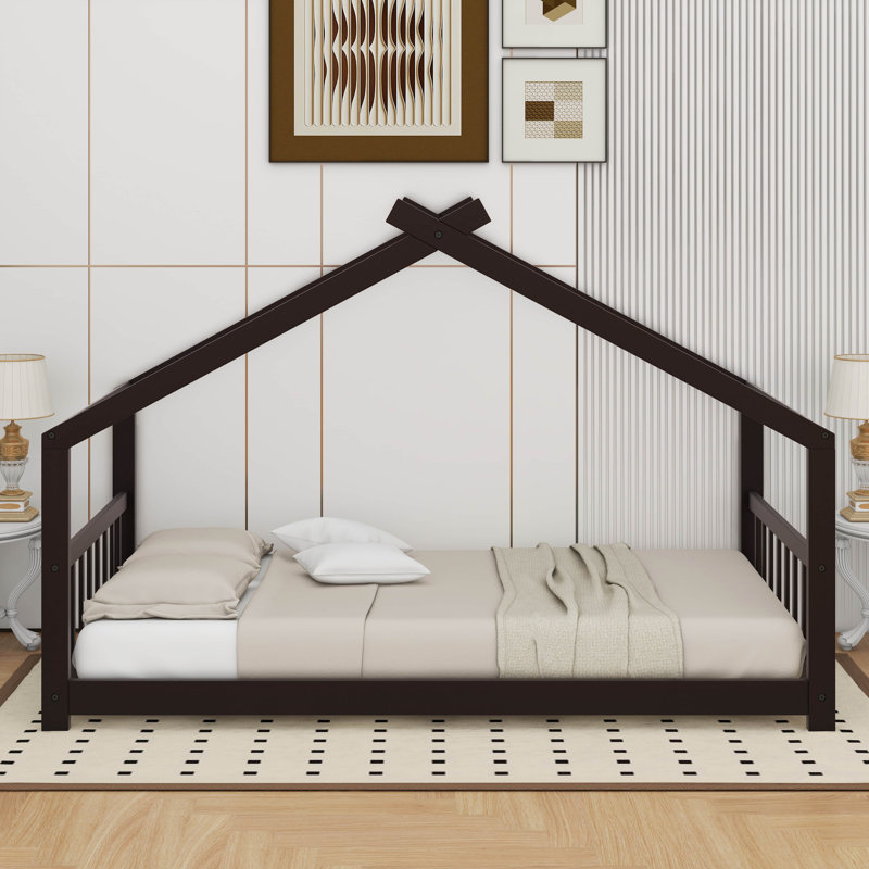 Lit basse en bois massif, Espresso, Twin