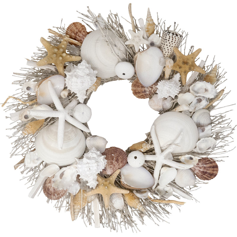 Handcrafted Preserved Shells 20'' Wreath, Natural