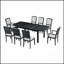 Ensemble de table de salle à manger extensible rustique de 84 pouces avec rallonge amovible de 24 pouces, 6 chaises sans accoudoirs rembourrées et 2 fauteuils rembourrés, 9 pièces-1245714379-1245714376