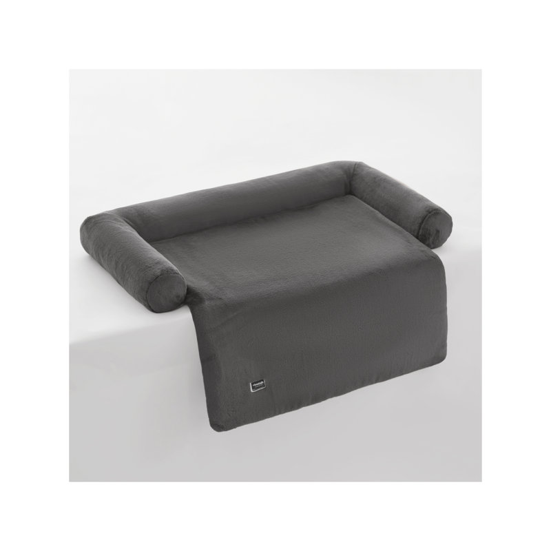Dretha Faux Fur Pet Bed, Small (30" W x 32" D x 5" H), Gray