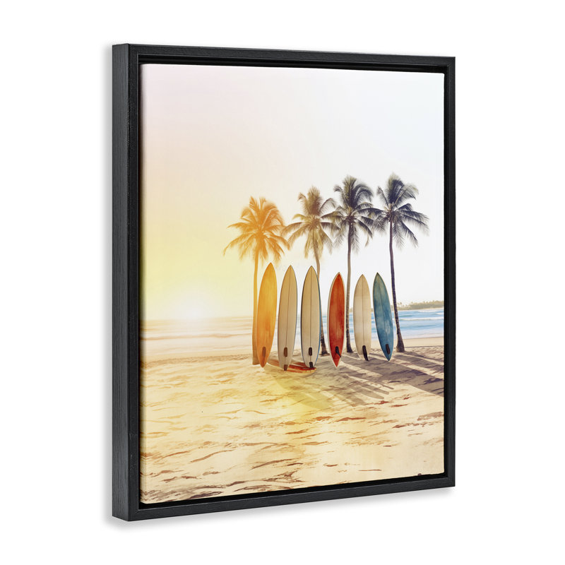  Art mural encadré de planches de surf aux couleurs vives par Arlington Prints, H 31 po x l 25 po