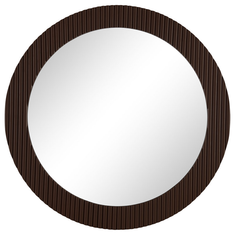 Kolambe 40 X 40 Inch Round Reeding Frame Wall Mirror Brown