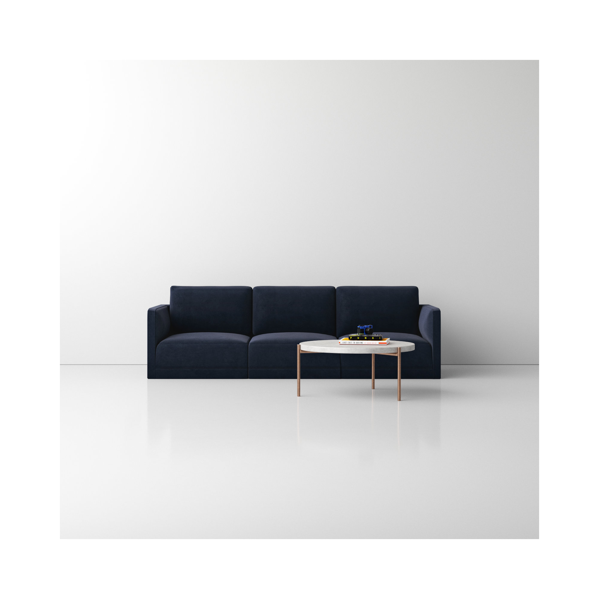 Deirdre 104.5'' Upholstered Sofa, Navy Velvet