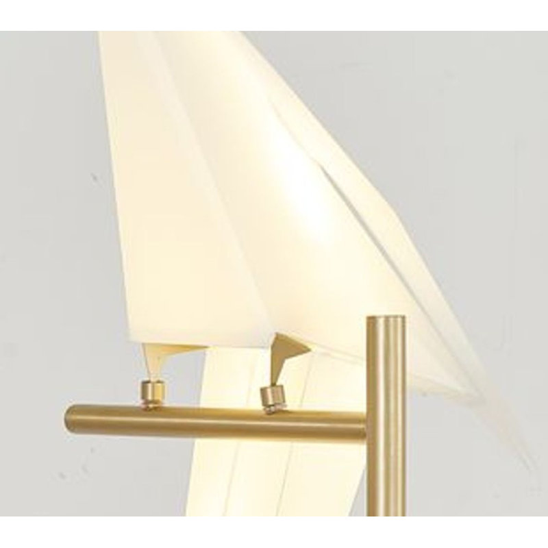 1-Light Gold LED Table Lamp With A White Plastic Bird
