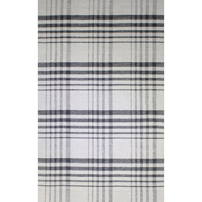 Tapis beige / gris anthracite en laine / coton tissé à la main Pickering