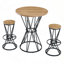 Ensemble de bar, de table et de chaises simple, plateau de table en MDF de grain de bois de noyer de 31,5 pouces avec structure en métal noir, combinaison de comptoir de bar de style industriel, convient aux comptoirs d'îlot de cuisine, pouvant accueillir 2 personnes