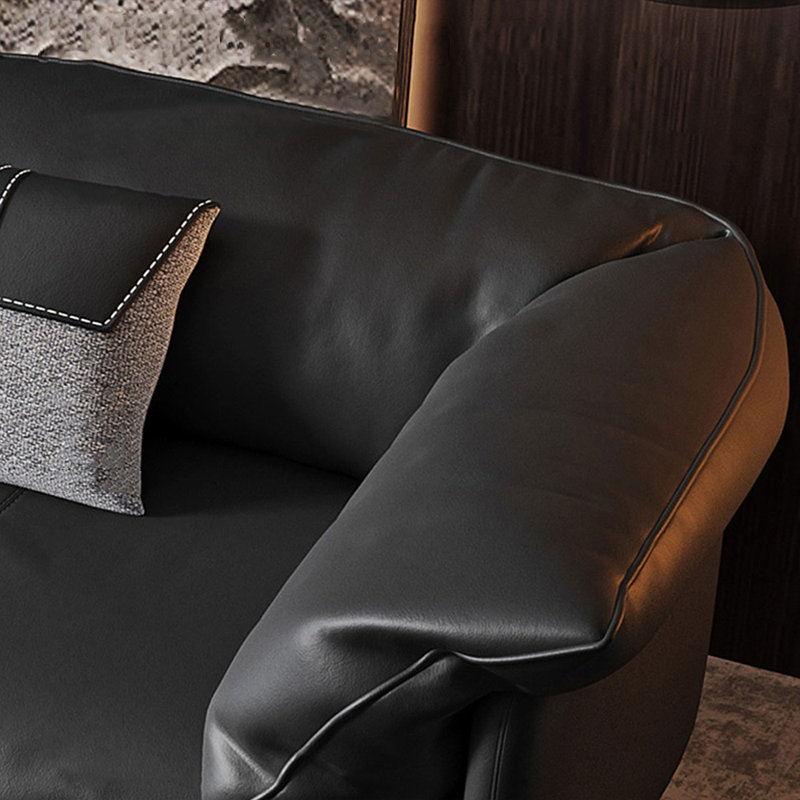 Canapé modulaire noir en cuir véritable, 4, H 34,25 po x l 110,24 po x P 37,4 po