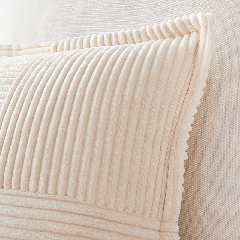 Corduroy Striped Square Throw Pillow Cover, Cream, 18"H x 18"W