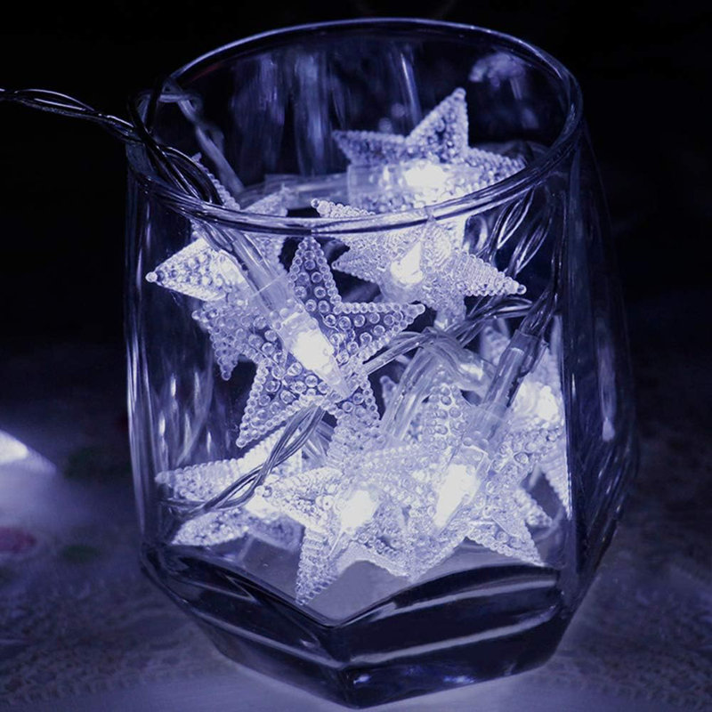  49 ft 100ct LED Star String Lights, Plug in Fairy String Lights Waterproof, Indoor & Outdoor, Cool White, White