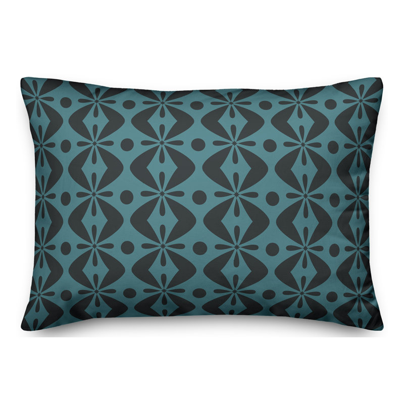 Folk Geometric Reversible Throw Pillow, Blue/Gray