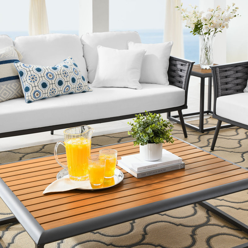 Ensemble de canapé modulaire d'extérieur en aluminium 6 pièces Modway Stance, Blanc, gris