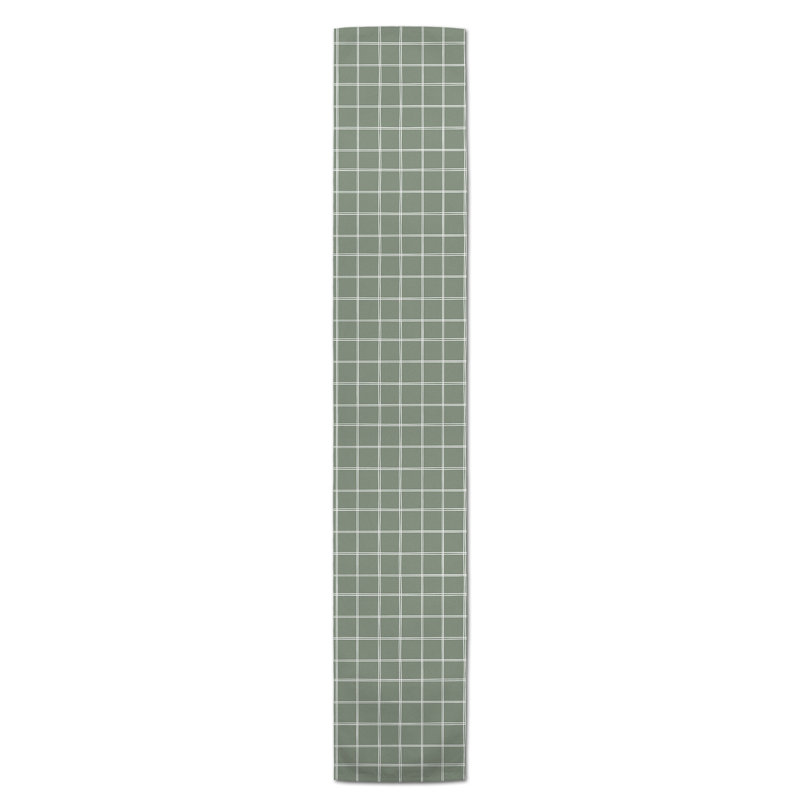 Askerby Roughhexagon Table Runner, 90" x 16", Sage Green, Minor Hand Drawn Plaid