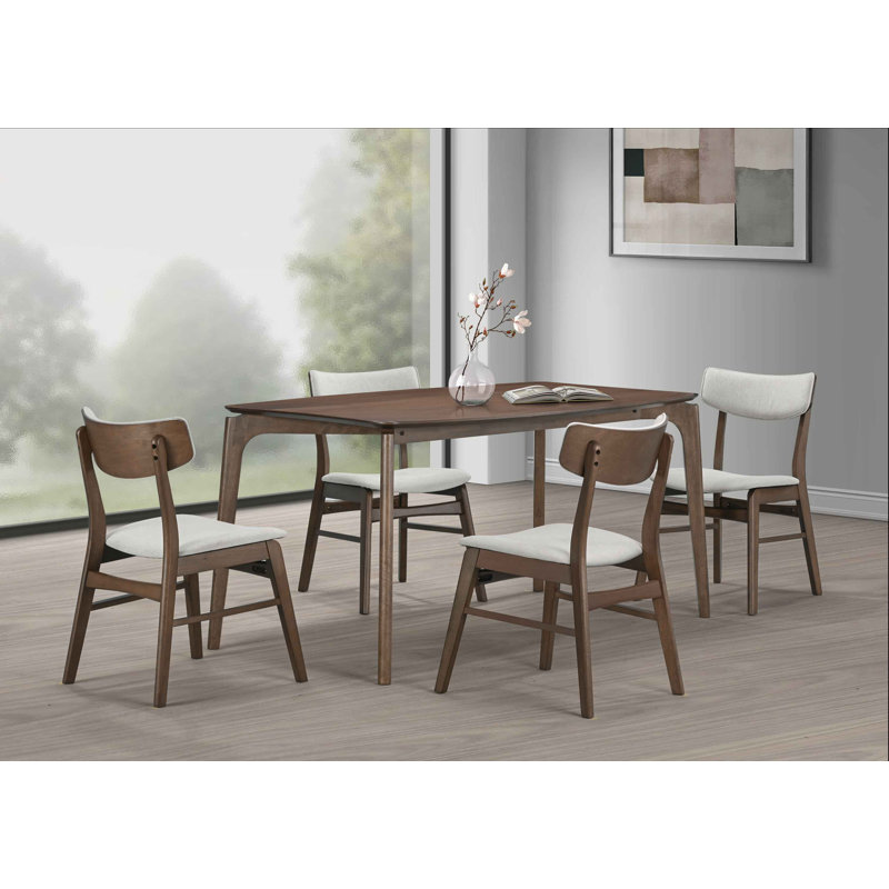Aspen 5-Piece Wood Dining Table Set With Upholstered Chairs, Brown