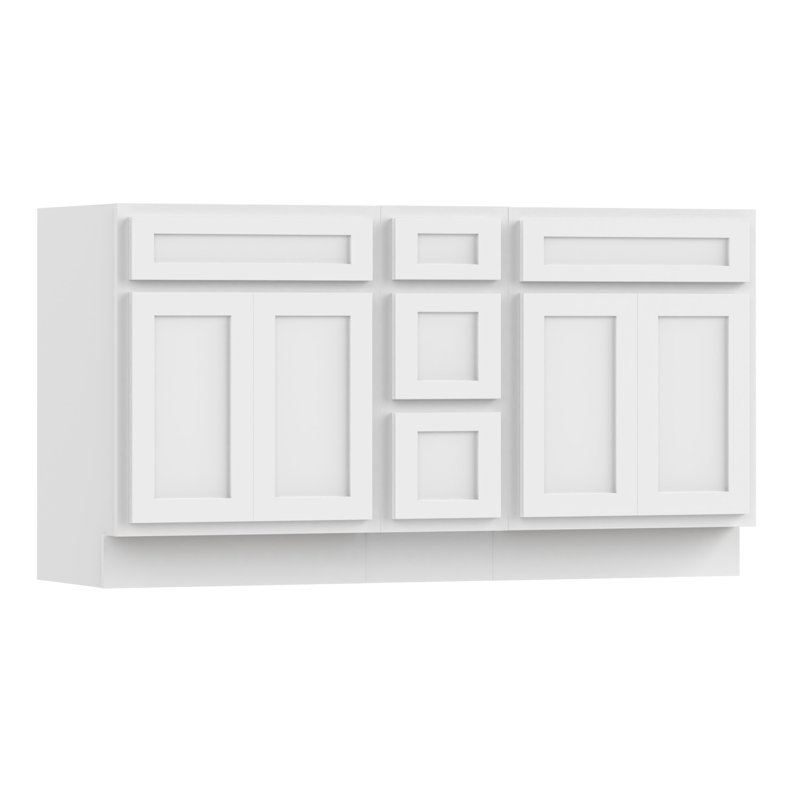Base de meuble-lavabo double 60 po seulement, Blanc