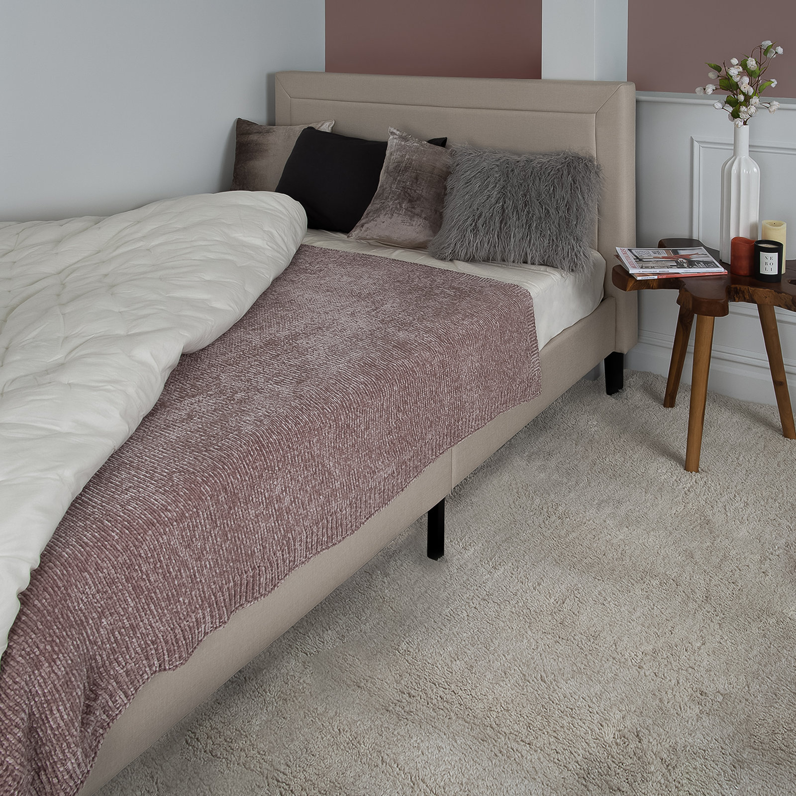 Caspian Knitted Blanket, Beige
