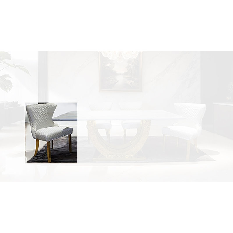 Chaise d'appoint Sephten (ensemble de 2), Doré, Blanc