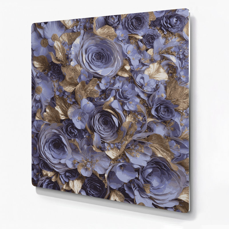 Abstrait floral 66, art mural en métal rose, H 16 po x l 16 po