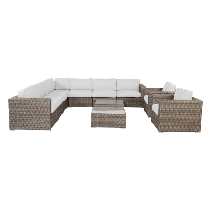Cloyd Wicker Fully Assembled 8 - Person Seating Group with Sunbrella Cushions, Sunbrella Canvas