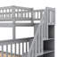Lit simple superposé au-dessus d'un lit double avec lit gigogne et escalier gris-581241518-581241516