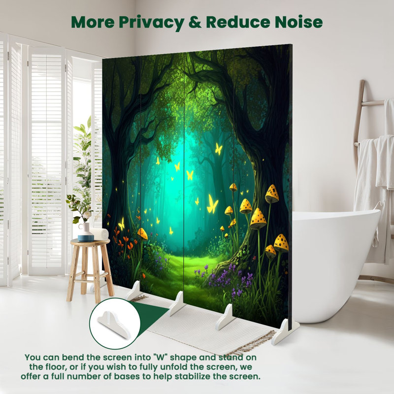 Paravent 4 panneaux pliables Royal Fantasy Forest Trees, 4, H 71 po x l 64 po x P 1 po