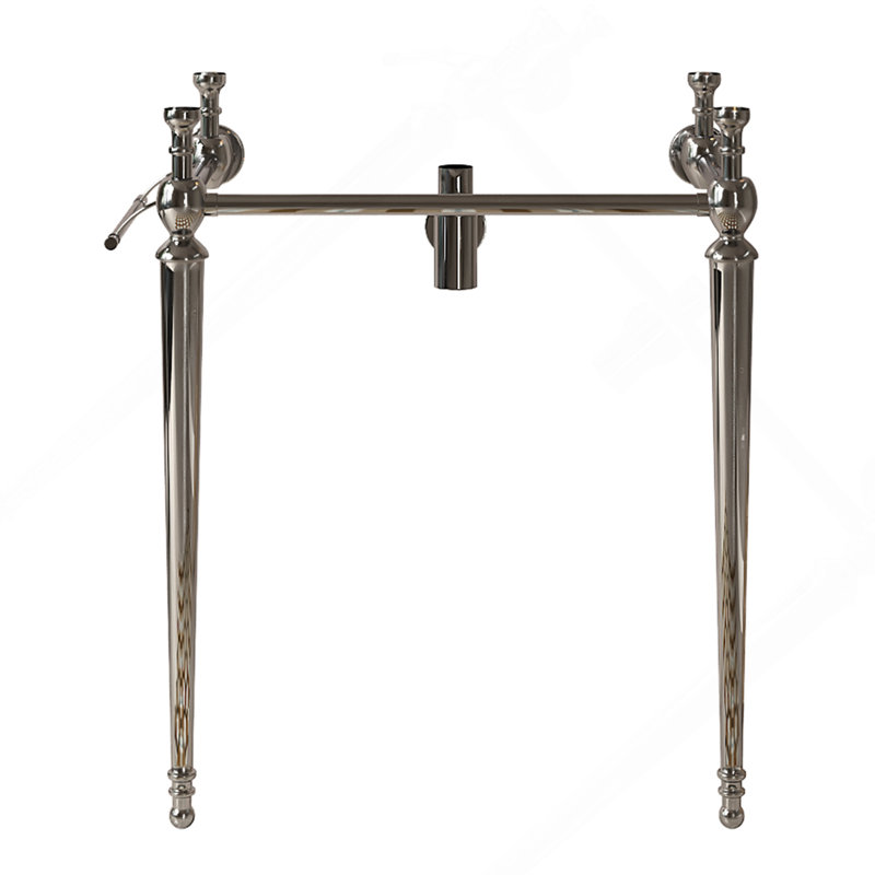Pied de console de salle de bain autoportant en fer, sans lavabo et robinet, chrome, Argent argent, 26"