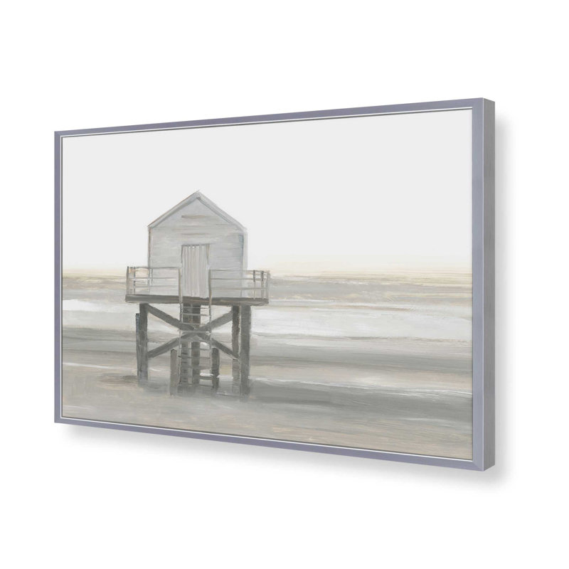 «Weathered Beach Outpost I» par Ethan Harper, reproduction d'art, H 24 po x l 32 po, Argent argent