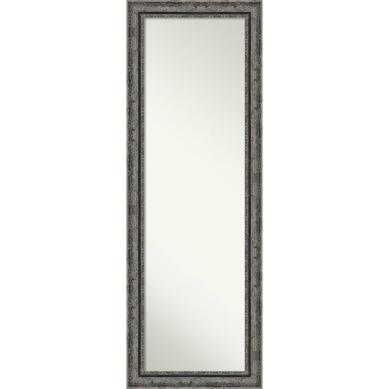 Filigree Non-Beveled Framed Full-Length On the Door Mirror, Matte Black
