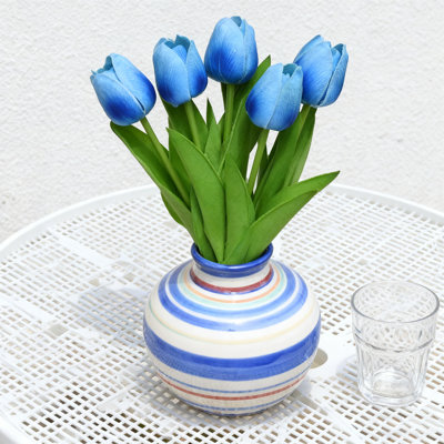 5PCS Blue Tulip Artificial Flowers, Artificial Flowers, Spring Mother's Day Easter Valentine's Day Gift, Home Kitchen Wedding Table Decoration