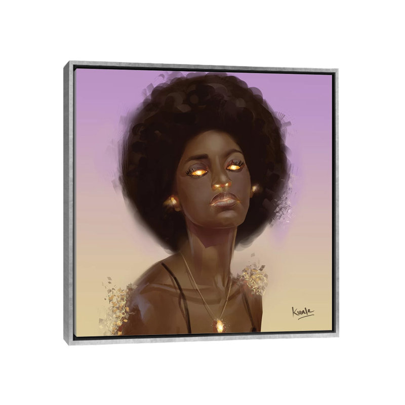 Braises par Adekunle Adeleke-reproduction d’art, Toile avec cadre argent, Pas de tapis, H 26 po x l 26 po x P 1,5 po